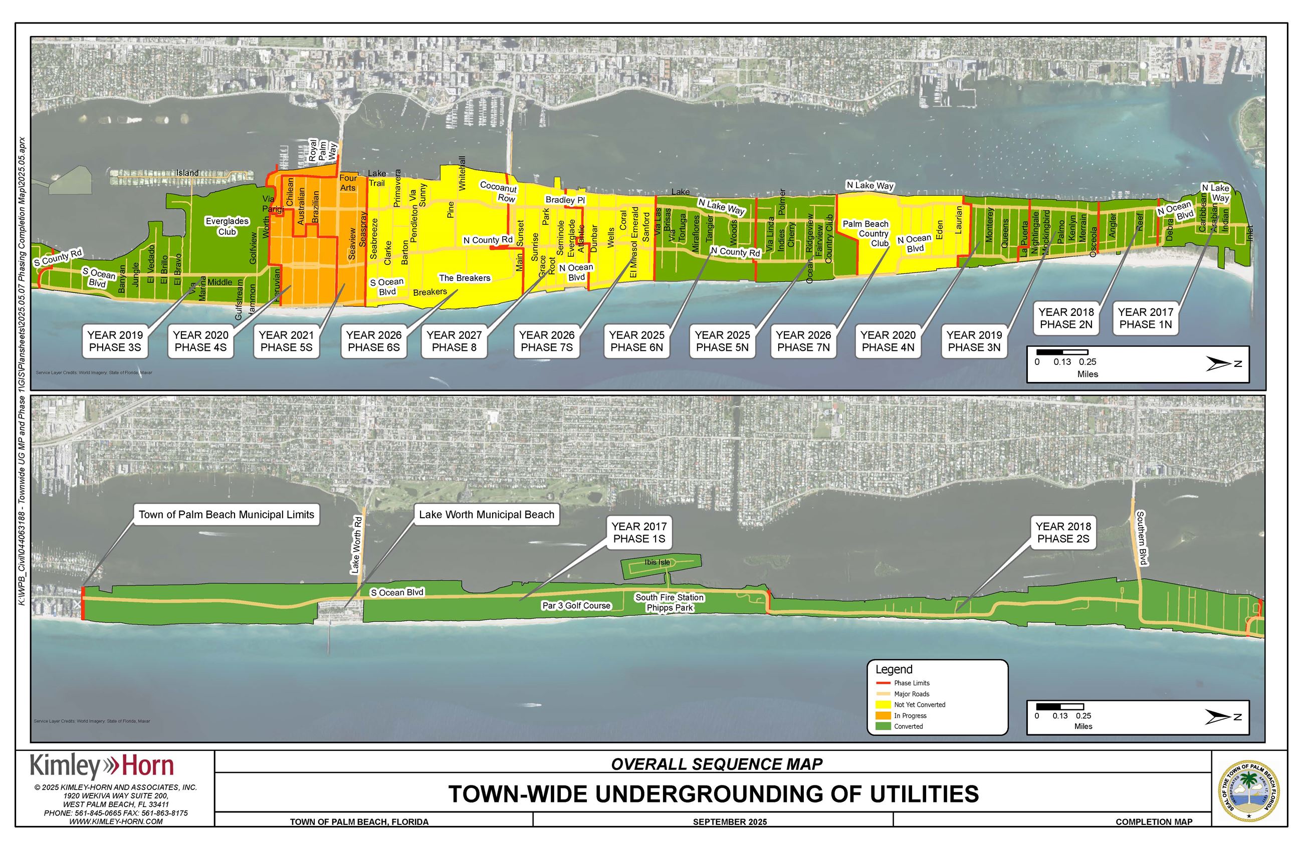 Map displaying the phases of underground utilities